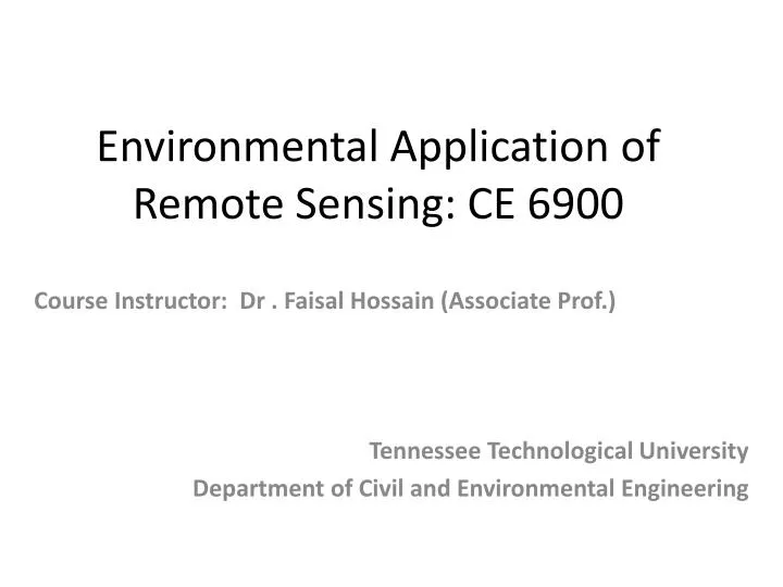 environmental application of remote sensing ce 6900