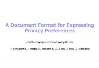 A Document Format for Expressing Privacy Preferences