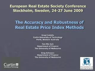 European Real Estate Society Conference Stockholm, Sweden, 24-27 June 2009