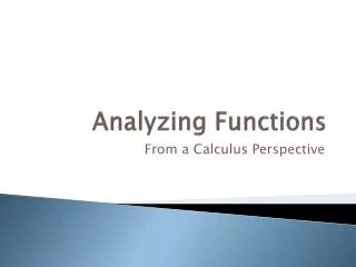 Analyzing Functions