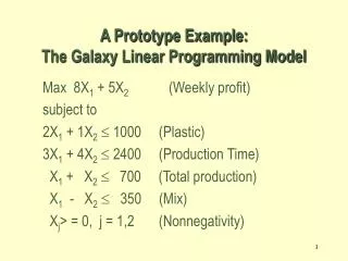 A Prototype Example: The Galaxy Linear Programming Model