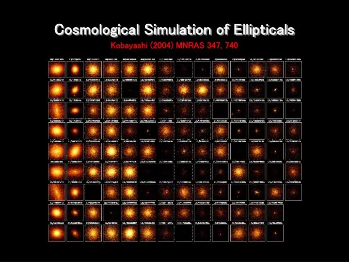 cosmological simulation of ellipticals