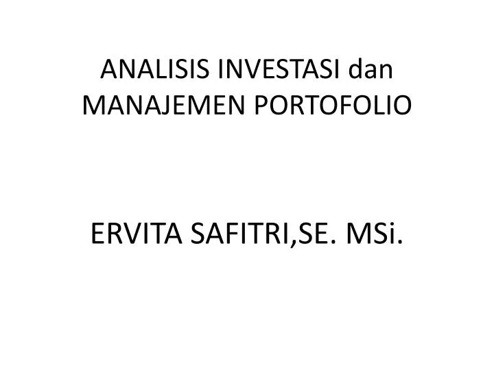 analisis investasi dan manajemen portofolio