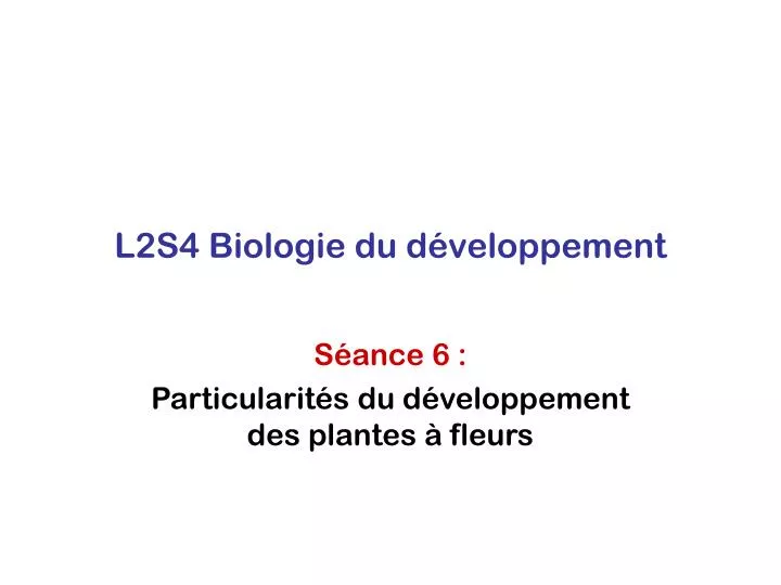 l2s4 biologie du d veloppement