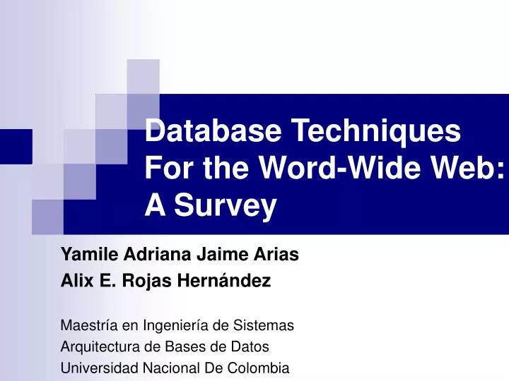 database techniques for the word wide web a survey