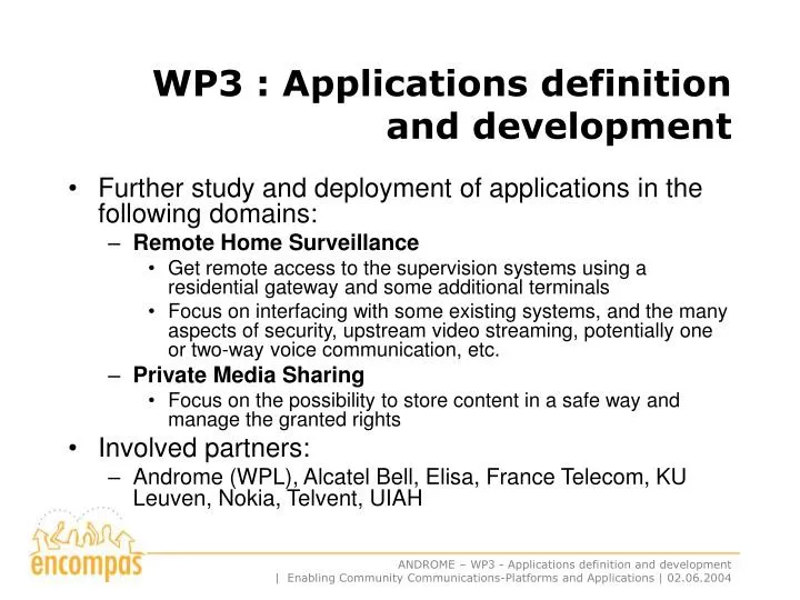 wp3 applications definition and development