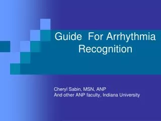 Guide For Arrhythmia Recognition