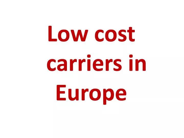 low cost carriers in europe
