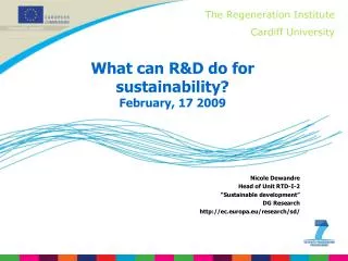 What can R&amp;D do for sustainability? February, 17 2009