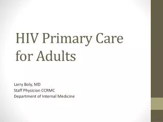 H IV Primary Care for Adults