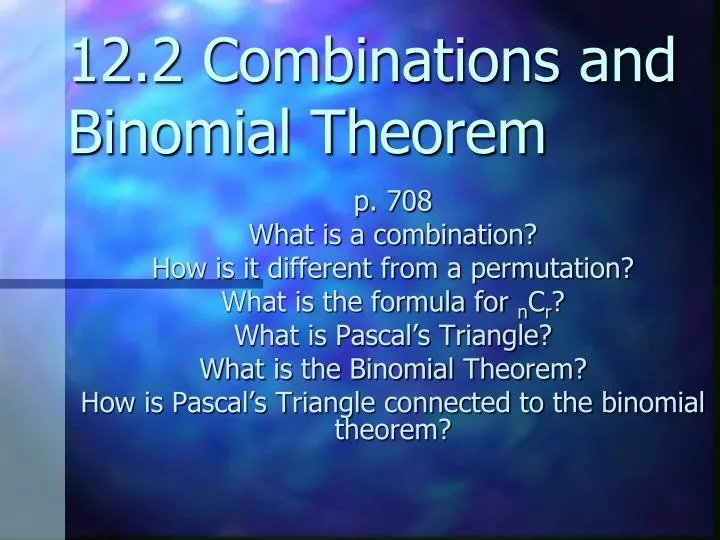 12 2 combinations and binomial theorem