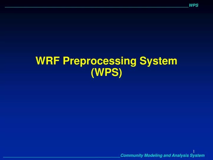 wrf preprocessing system wps