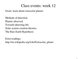 Class events: week 12