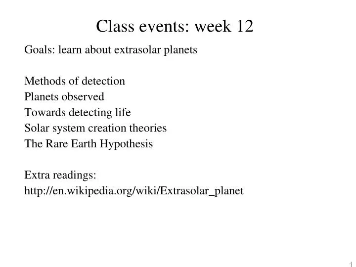 class events week 12