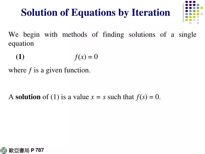 solution of equations by iteration