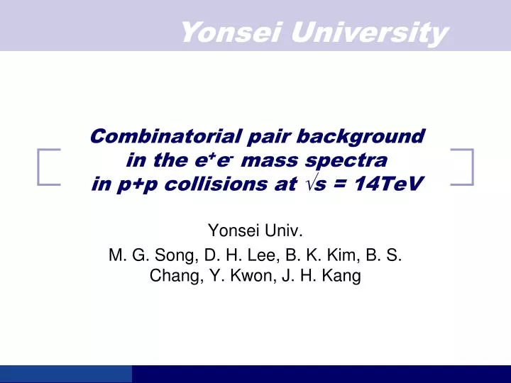 combinatorial pair background in the e e mass spectra in p p collisions at s 14tev