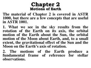 Chapter 2 Motions of Earth