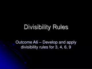 Divisibility Rules