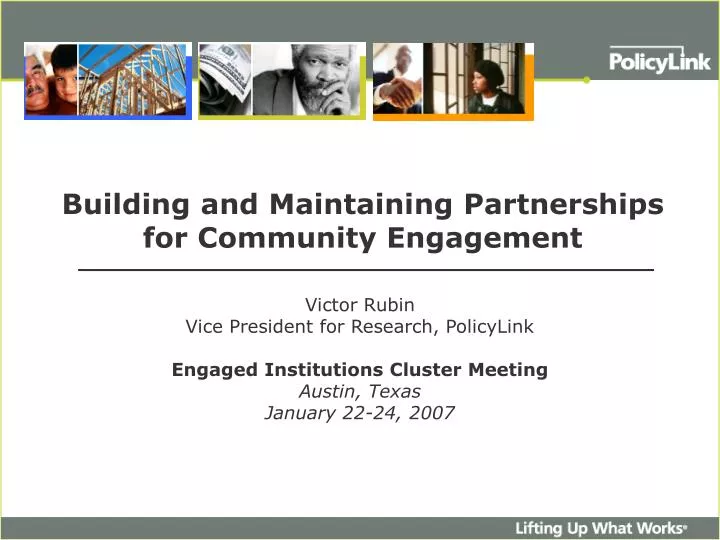 building and maintaining partnerships for community engagement