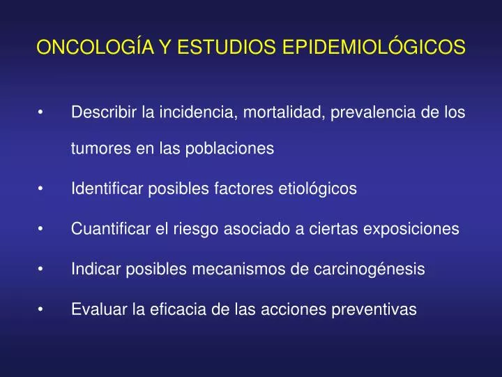 oncolog a y estudios epidemiol gicos