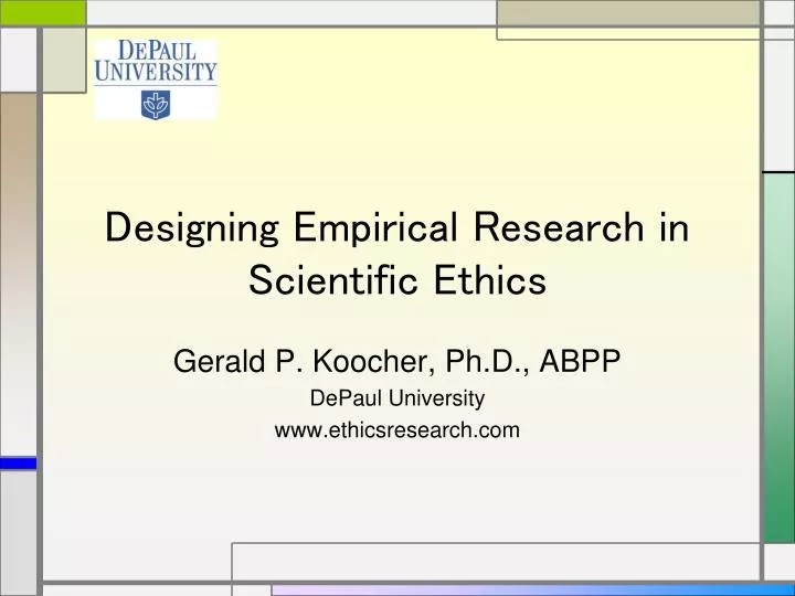 designing empirical research in scientific ethics