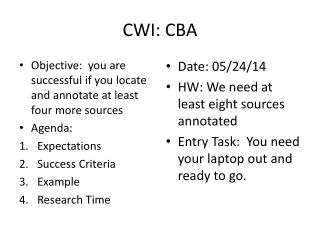 CWI: CBA