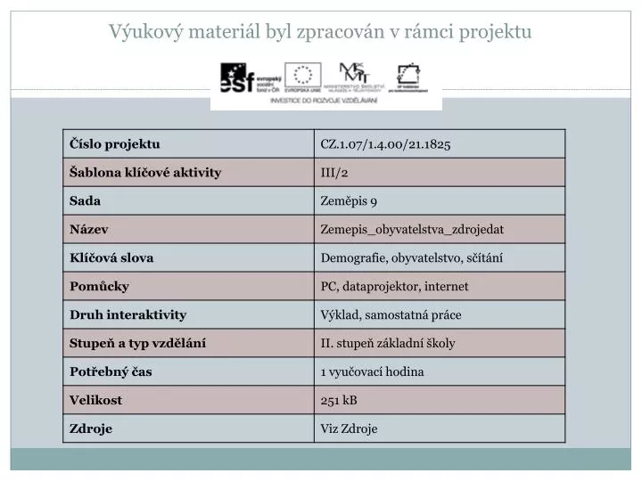 v ukov materi l byl zpracov n v r mci projektu