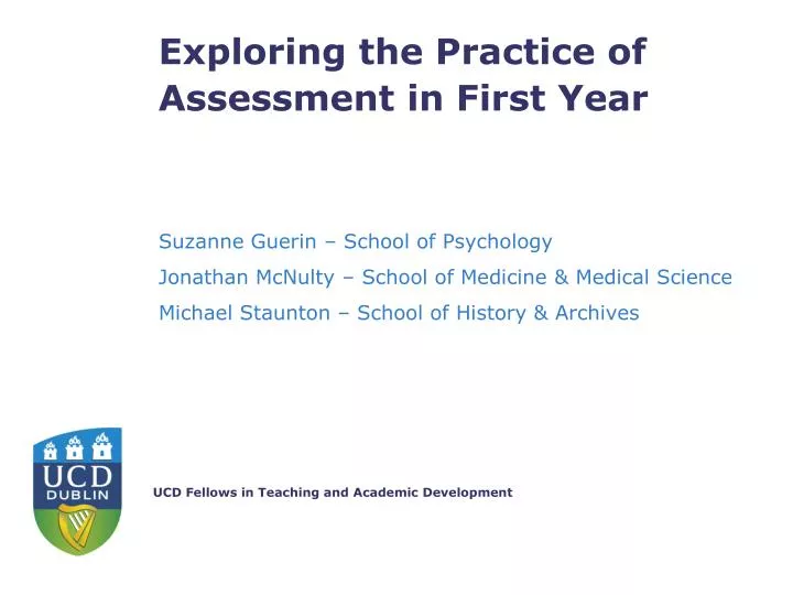 exploring the practice of assessment in first year