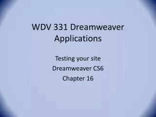 WDV 331 Dreamweaver Applications