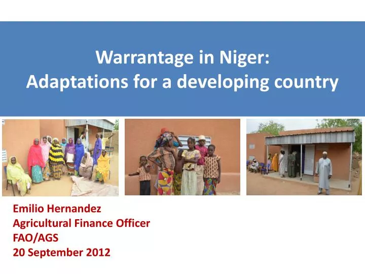 warrantage in niger adaptations for a developing country