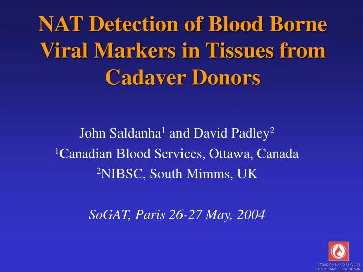 nat detection of blood borne viral markers in tissues from cadaver donors