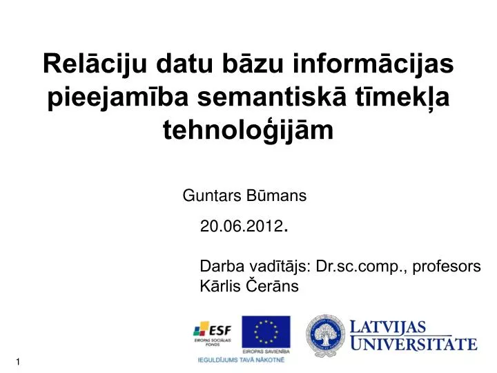 rel ciju datu b zu inform cijas pieejam ba semantisk t mek a tehnolo ij m