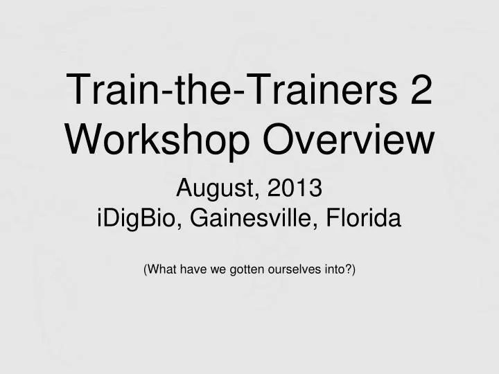 train the trainers 2 workshop overview