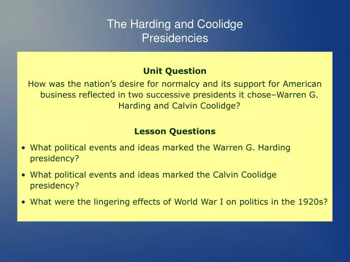 the harding and coolidge presidencies
