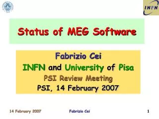 Status of MEG Software