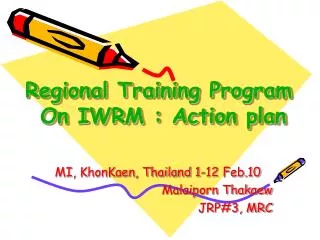 Regional Training Program On IWRM : Action plan