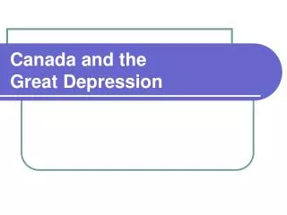 Canada and the Great Depression