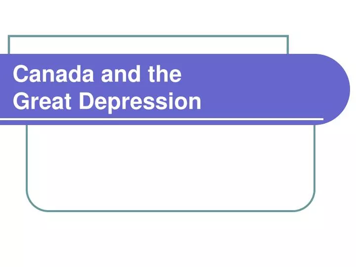 canada and the great depression