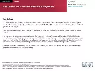 June Update: U.S. Economic Indicators &amp; Projections