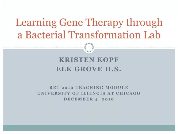 learning gene therapy through a bacterial transformation lab