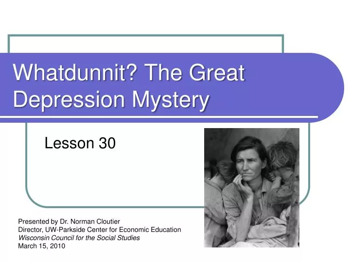 whatdunnit the great depression mystery