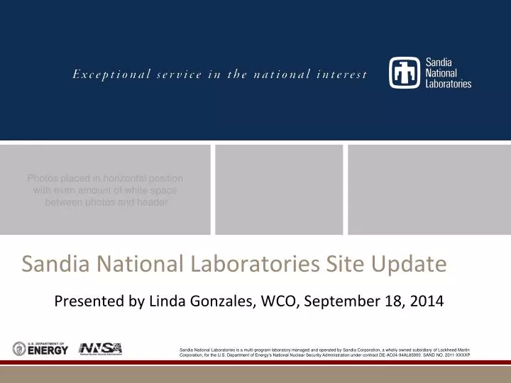 sandia national laboratories site update