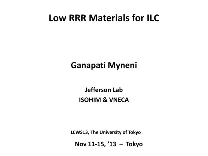 low rrr materials for ilc