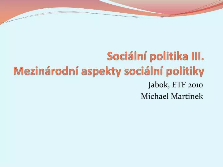 soci ln politika iii mezin rodn aspekty soci ln politiky