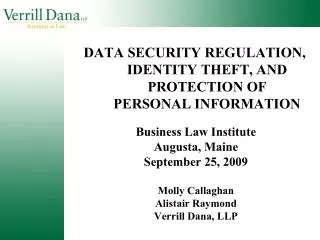 DATA SECURITY REGULATION, IDENTITY THEFT, AND PROTECTION OF PERSONAL INFORMATION