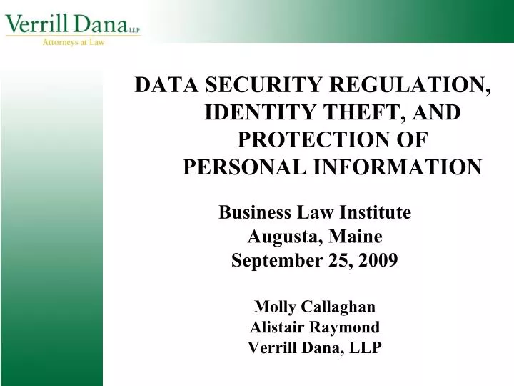 data security regulation identity theft and protection of personal information