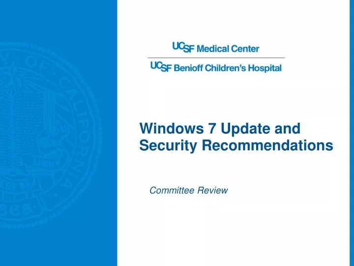 windows 7 update and security recommendations