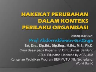 hakekat perubahan dalam konteks perilaku organisasi