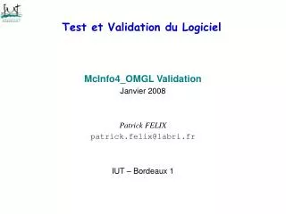 test et validation du logiciel