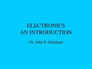 ELECTRONICS AN INTRODUCTION